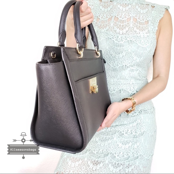 NWT Michael Kors Large Tina black satchel bag - Picture 3 of 8